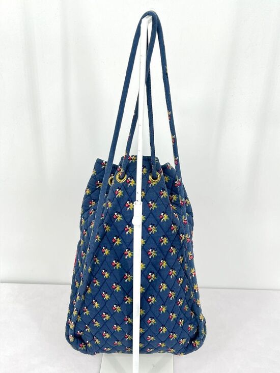 Vintage Vera Bradley Ditty Bag Provencal Blue Quilted Cotton Drawstring Backpack main image 3